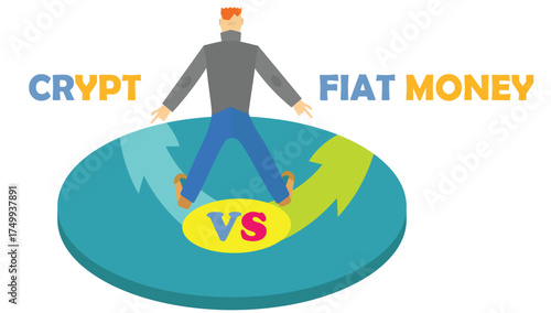Crypto vs Fiat Money: A Visual Comparison Of Digital Currency And Traditional Currency Concepts