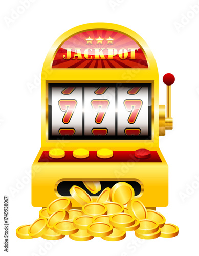 Slot machine. Vector 3d illustration isolated on white background.
