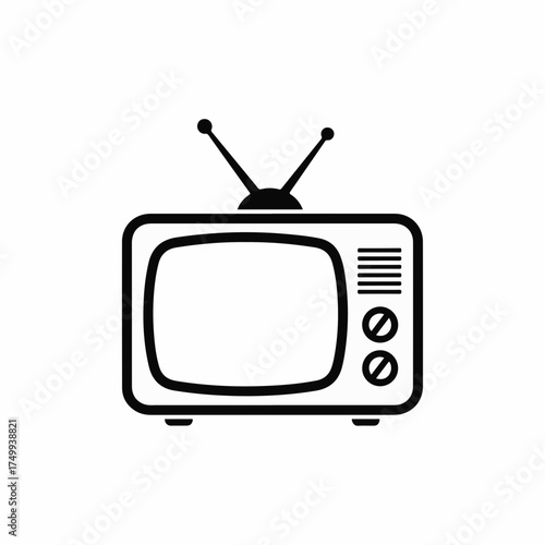 Simple television set illustration, representing vintage technology with retro tv design on clean white backdrop. Retro tv shows classic entertainment, an antique technology icon.