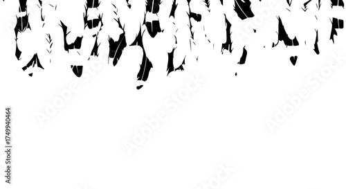 Abstract Black and White Grunge Texture with Irregular Brush Strokes and Splatters.