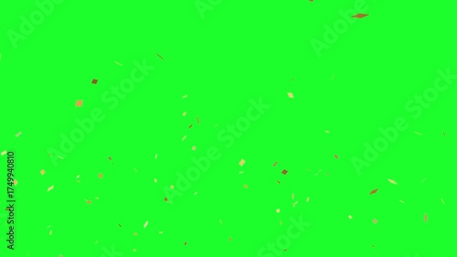 Golden confetti animation on green screen 