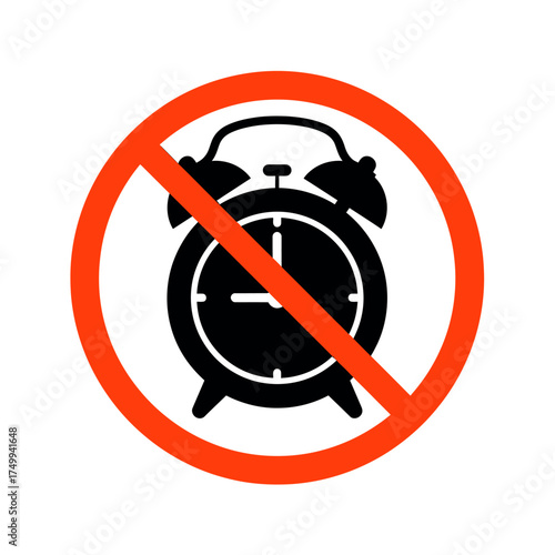 Alarm clock forbidden symbol graphic design no time allowed concept vector