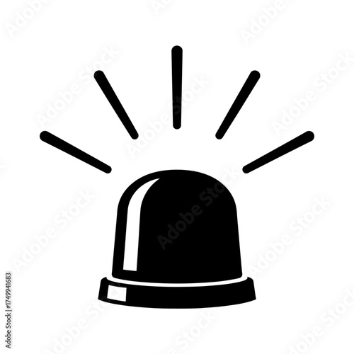 Bold graphic silhouette of a flashing emergency light warning signal icon vector