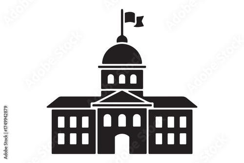 Government Building Silhouette Icon for Institutions, Capitol & Public Offices