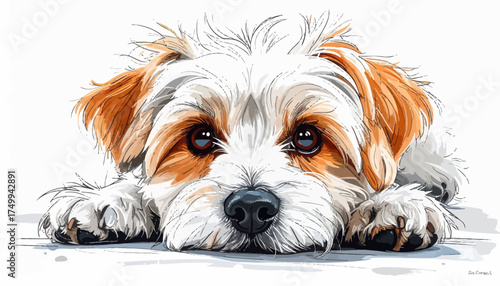Shaggy dog portrait with transparent background