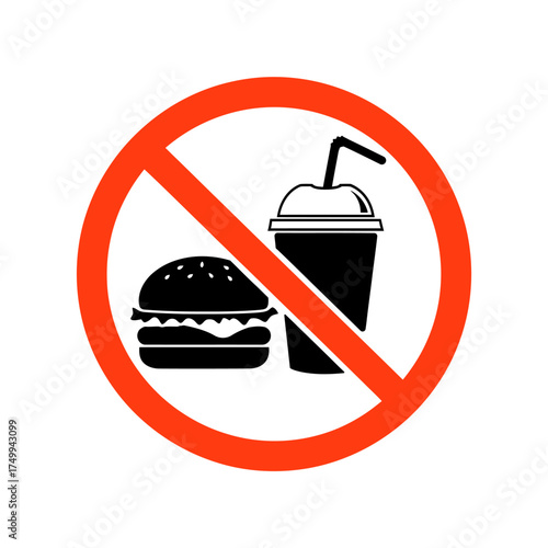 No food and drinks allowed symbol red prohibition sign clearly indicates restrictions vector
