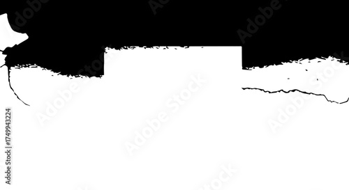 Abstract Black and White Torn Paper Texture with Rough Edges and Minimalist Design.