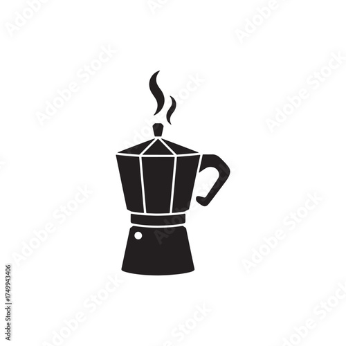 Classic black silhouette of a moka pot coffee maker