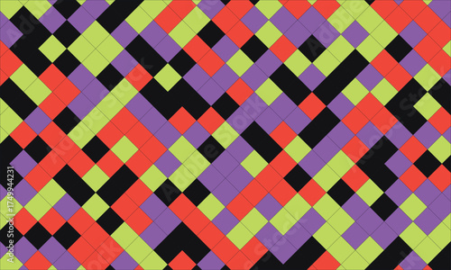 Abstract Geometric Pattern With Diamonds Shapes and Vibrant Colors