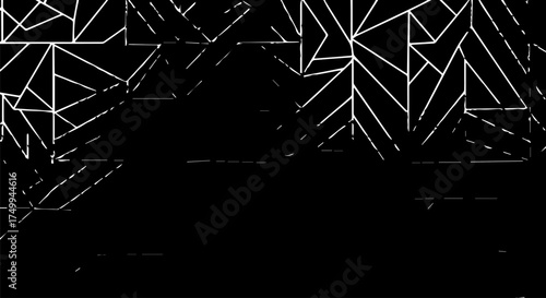 Abstract Geometric Pattern with White Lines on Dark Gray Background.