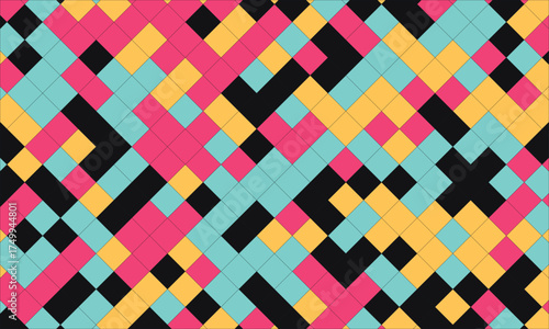 Abstract Geometric Pattern Design Featuring Dynamic Shapes and Bold Colors