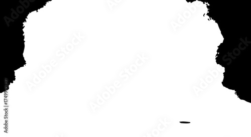 Abstract White Cloud-Like Shape with Rough Edges and Dark Background.