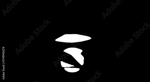 Abstract White Shape Resembling a Light Bulb on Black Background.