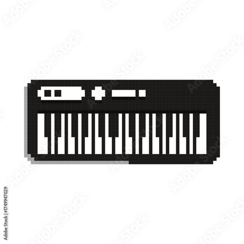 Pixel Art Keyboard 8 Bit Electronic Piano Illustration