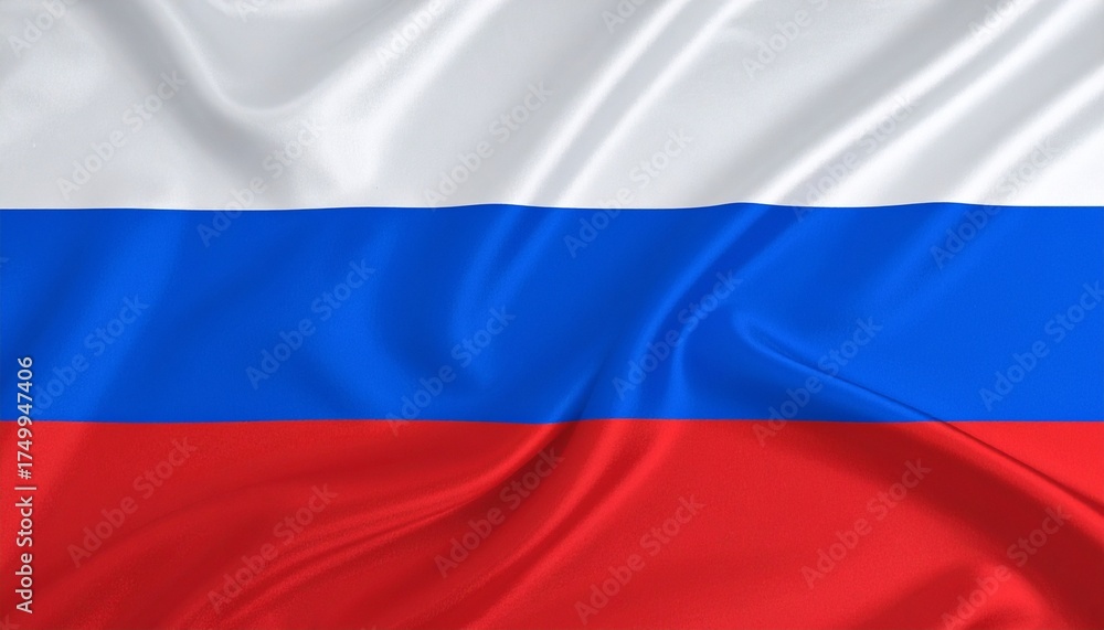 Fototapeta premium Russia national flag with horizontal white, blue, and red stripes—symbolizing nobility, honesty, and courage.
