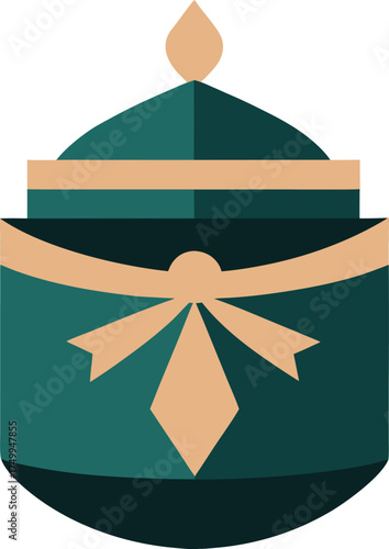 Present Box Gift Container Ribbon Decoration Flat Graphic Style Icon Vector Illustration Abstract Design Element Background