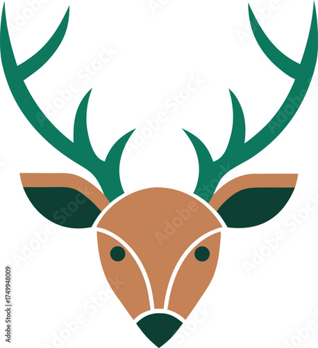 Abstract Deer Head Geometric Style Modern Minimalist Design Woodland Animal Illustration Forest Creature Icon Elegant Nature Art Piece