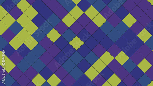 Abstract diamond pattern with shades of green blue and purple