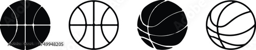 basketball ball icons set vector design
