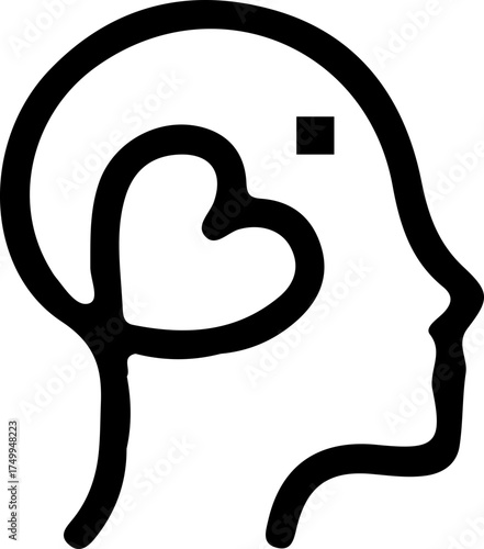 head man love line logo design vector art image