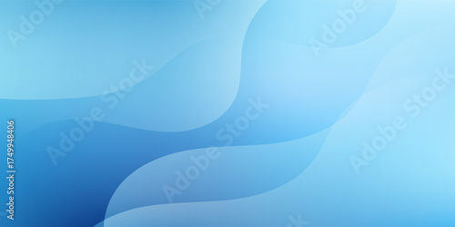 Abstract blue gradient background with soft flowing wave shapes and smooth light transitions. Modern minimal design