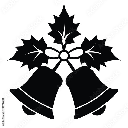 Holly bells with ribbon christmas leaves
