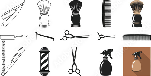 Barber shop tools and equipment vector illustration for business
