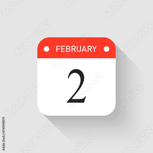 Vector icon page day calendar - 2 February month