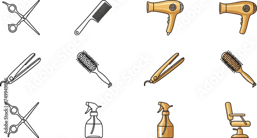 Hair salon tools vector illustration for beauty and fashion industry