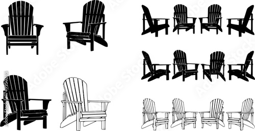 Adirondack chair, Adirondack chair silhouette, Chair, Beach chair, Chair silhouette