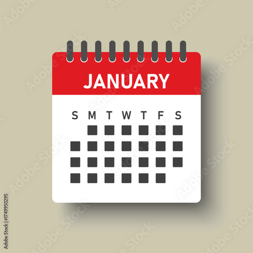 Vector template icon page calendar, month January