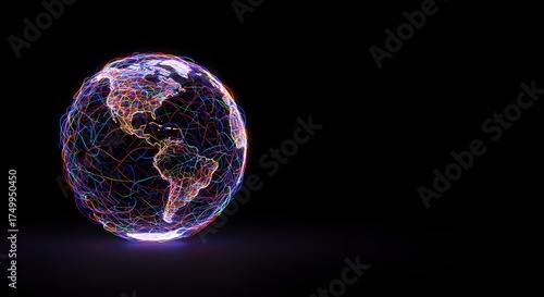 Abstract Global Network Connection - Digital Earth Concept