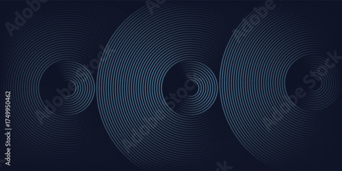 Abstract blue glowing geometric lines on dark blue background. illustration