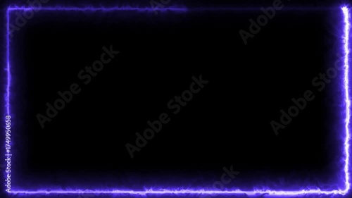 Abstract neon rectangle frame glowing with bright  light on a black background