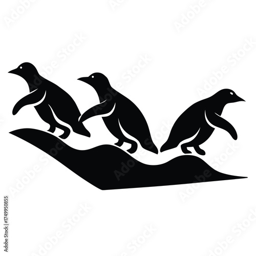 Wallpaper Mural Three black penguins walking white waddling Torontodigital.ca