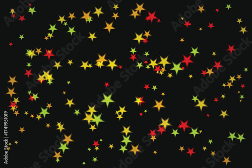 Colorful stars scattered on a dark background abstract illustration design