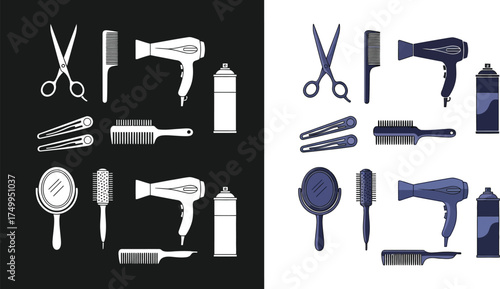 Hair salon tools vector illustration for hairdressing and beauty shop
