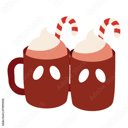 Wallpaper Mural Warm cocoa mugs with candy canes hot chocolate whipped cream Torontodigital.ca