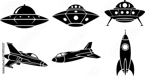 Spaceship silhouette, Ufo silhouette, Ufo, Alien ship, Alien spaceship silhouette, Spaceship , Alien ship, Flying saucer silhouette set