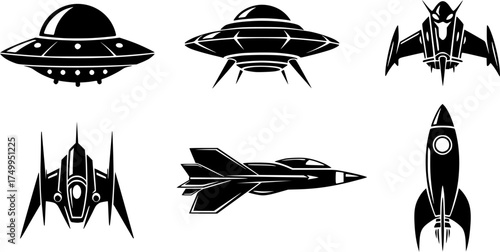Spaceship silhouette, Ufo silhouette, Ufo, Alien ship, Alien spaceship silhouette, Spaceship , Alien ship, Flying saucer silhouette set