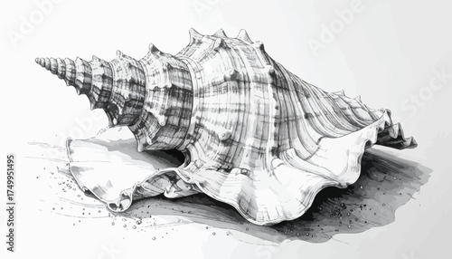 Seashell on sand with transparent background