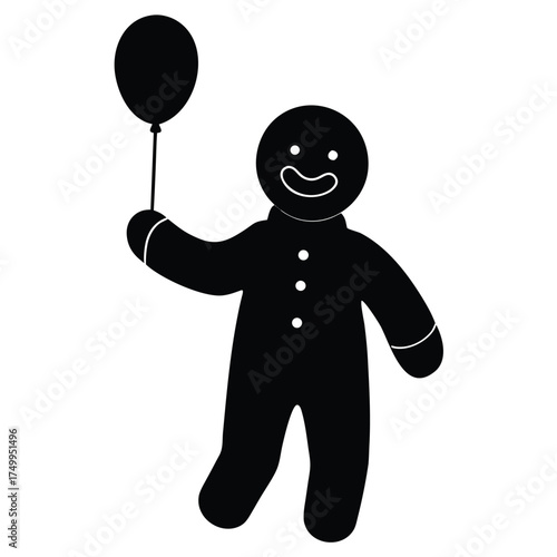 Wallpaper Mural Black gingerbread man holding balloon cookie white Torontodigital.ca