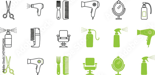 Hair salon tools and equipment vector illustration for barbershop use