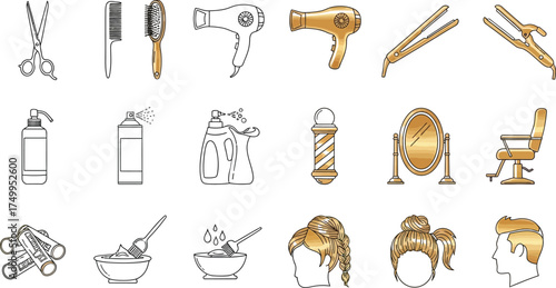 Hair salon tools and equipment vector illustration beauty industry