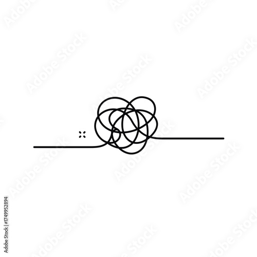 Stress Relief Icon, Unraveling Tangled Line Symbol