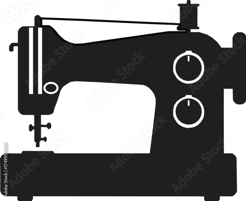 Sewing machine silhouette vector illustration.