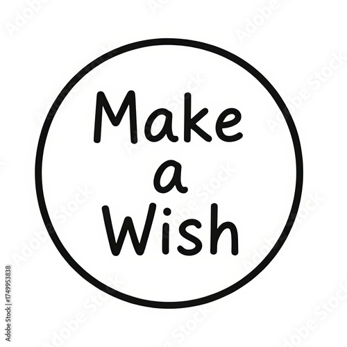 “Make a Wish” in bold, clean font inside a simple black circle on white — minimalist, inspiring, and perfect for motivational or dream-themed designs.
