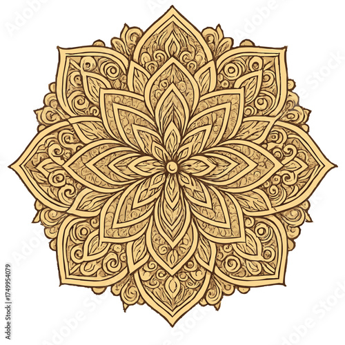 Intricate golden mandala design radiating beauty and spiritual harmony pattern