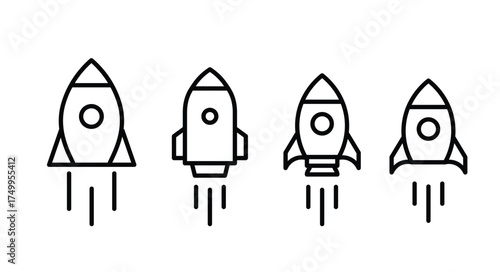 Rocket icons. Rocket launched icons. Startup icon set vector.