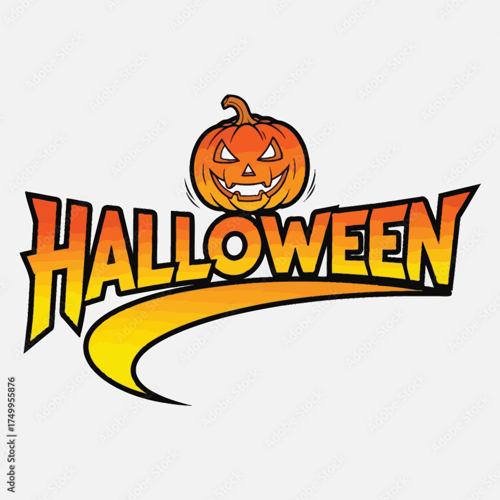 Naklejka premium Halloween Pumpkin Sports Logo Vector Illustration